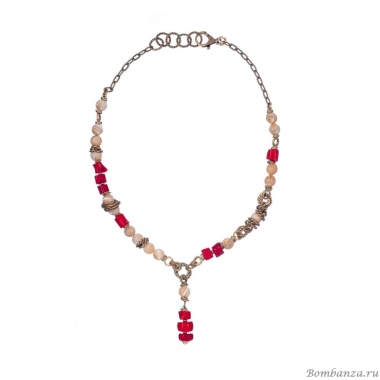 Колье Alcozer&J, с кораллом и ракушками, AL-C58AG24-R красный