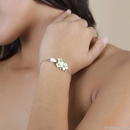 Браслет Franck Herval, Hana, с цветами, говлитом и цветной эмалью, FH25.1-13-72931 белый