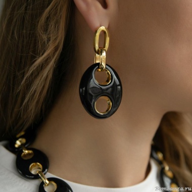 Серьги Francesca Bianchi, с эмалью, FB25.2-BSOR21 черный