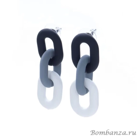 Серьги Moon Paris, Lorian, с цветными звеньями из каучука, ML-22.02-009 черный