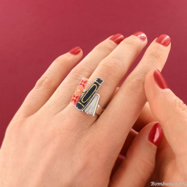 Кольцо TARATATA, Romans, разъемное, цветная смола, золотая краска, TT-H25-01401-10M серебристый