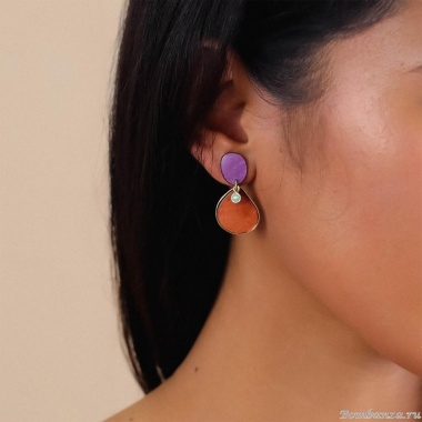 Серьги Franck Herval, Aurore, ракушки Capiz в смоле,кристалл Swarovski, FH24.2-12-69169 золотистый