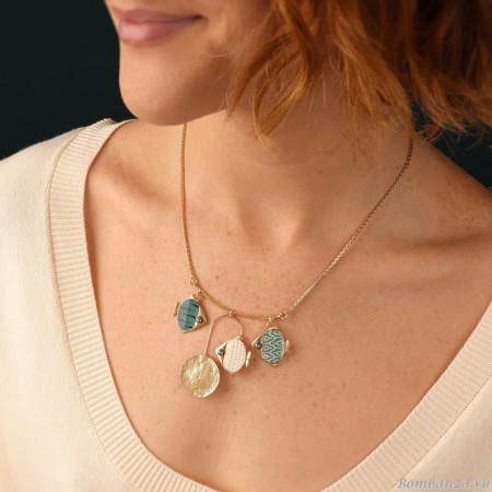 Колье TARATATA, Sushi, с цветной смолой и стеклянными бусинами, TT-T25-06107-204 синий