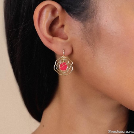 Серьги Franck Herval, Camelia, с цветной эмалью, FH24.2-12-69221 золотистый