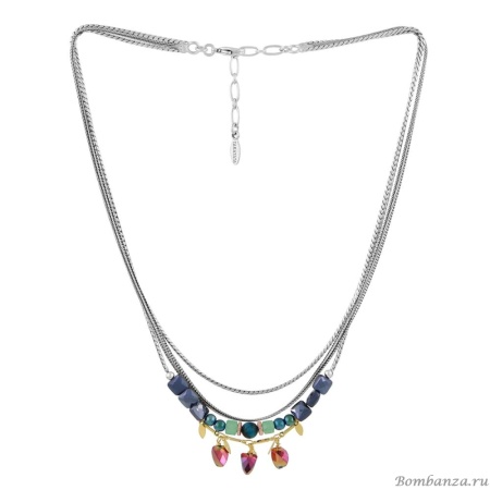 Колье TARATATA, Papong, со стеклянными бусинам и тигровым глазом, TT-E24-11119-10M серебристый