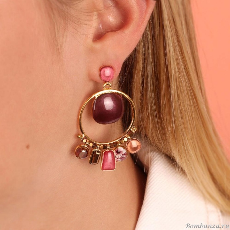 Серьги TARATATA, Manufacture, со смолой и стеклянными бусинами, TT-W23-01908-203 розовый Серьги TARATATA, Manufacture, со смолой и стеклянными бусинами, TT-W23-01908-203 розовый