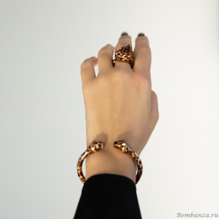 Кольцо Polina Firenze, разъемное, ягуар с кристаллами и эмалью, PF25.2-AN2942 коричневый