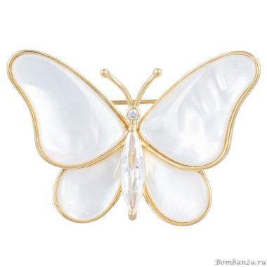 Брошь Бабочка Zircon+natural shell, XR06424F G