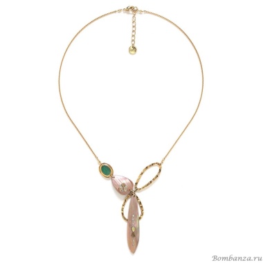 Колье Franck Herval, Colombine, авантюрин, перламутр,кристаллы Swarovski, FH24.1-15-64072 золотистый