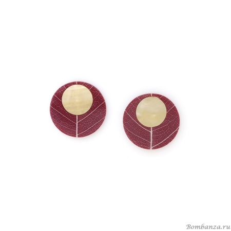 Серьги Nature Bijoux, Ficus Carica, с акрилом, смолой и перламутром, NB25.2-12-90262 бордовый