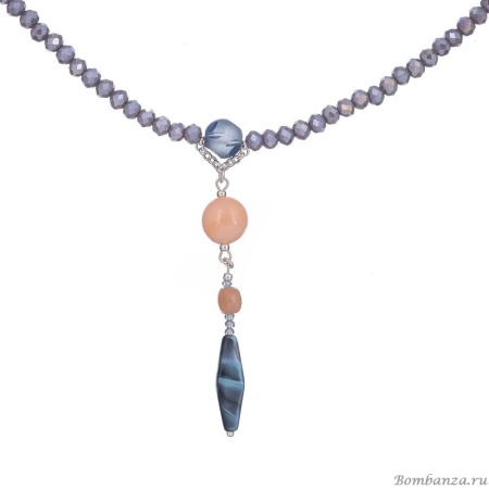Колье Lanzerotti, Alba, лунный камень, мурано и кристаллы, LZ-24.02-018 серый