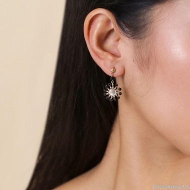 Серьги Franck Herval, Lauryne, с агатом и перламутром, FH25.2-12-69830 черный