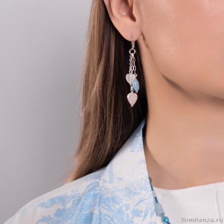 Серьги Lanzerotti, Marino, с агатом, жемчугом и кошачьим глазом, LZ-25.06-186 голубой