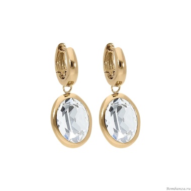 Серьги Qudo, Creole TIVOLA small G crystal, 310501 BW/G Серьги Qudo, Creole TIVOLA small G crystal, 310501 BW/G
