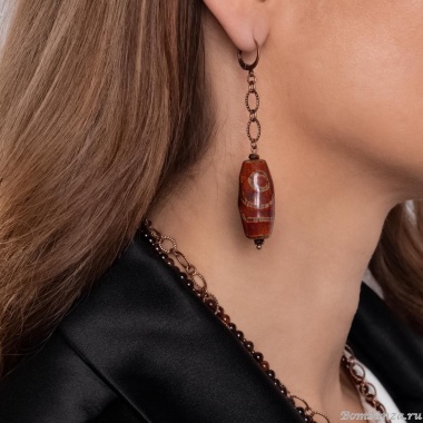 Серьги Lanzerotti, Caramello, с тибетским агатом и гематитом, LZ-24.11-507 коричневый Серьги Lanzerotti, Caramello, с тибетским агатом и гематитом, LZ-24.11-507 коричневый