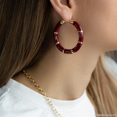 Серьги Francesca Bianchi, кольца, с эмалью, FB25.2-33S красный