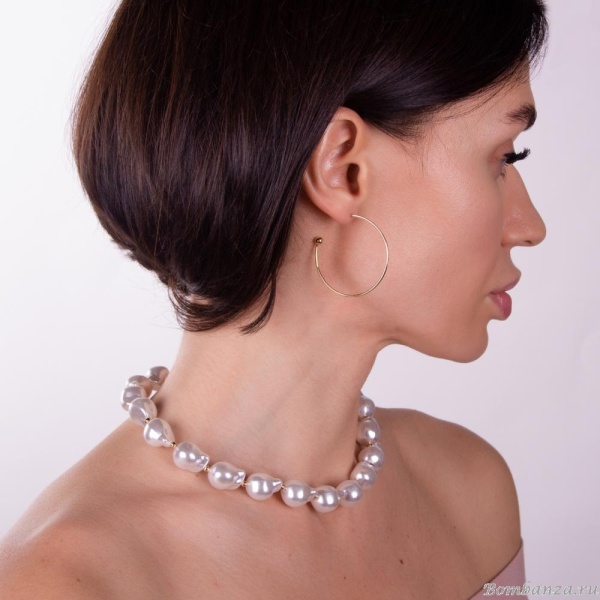 Серьги Moon Paris, Ringo Queen, полукольца, с жемчугом, MRQ-22.12-005 золотистый