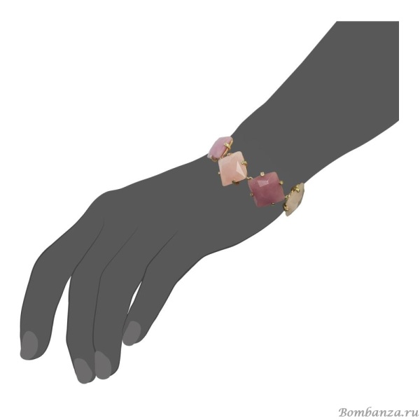 Браслет Estrosia, квадраты, розовый кварц, ES-BRD13