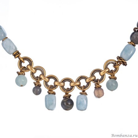 Колье Alcozer&J, с аквамарином и лабрадоритом, AL-C68BJ24-R голубой