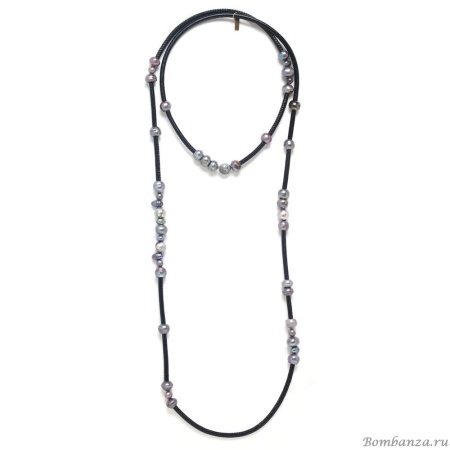 Колье Nature Bijoux, Blue pearl, с жемчугом и кожей, NB24.2-15-43153 черный Колье Nature Bijoux, Blue pearl, с жемчугом и кожей, NB24.2-15-43153 черный