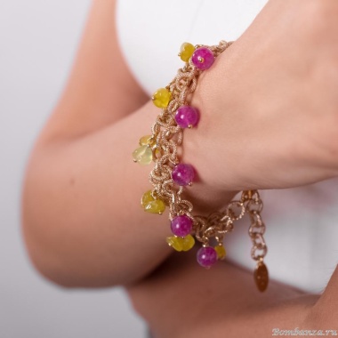 Браслет Lanzerotti, Alhambra, с рубином и жадом, LZ-25.04-098 золотистый