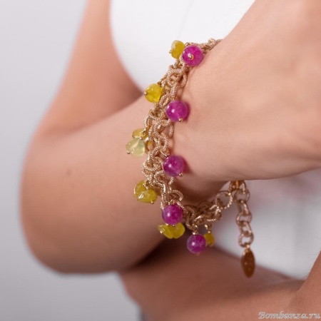 Браслет Lanzerotti, Alhambra, с рубином и жадом, LZ-25.04-098 золотистый