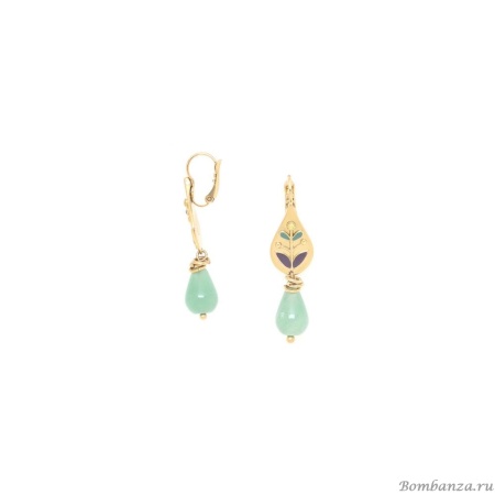 Серьги Franck Herval, Celinda, авантюрин, Swarovski, цветная эмаль, FH25.2-12-69734 зеленый