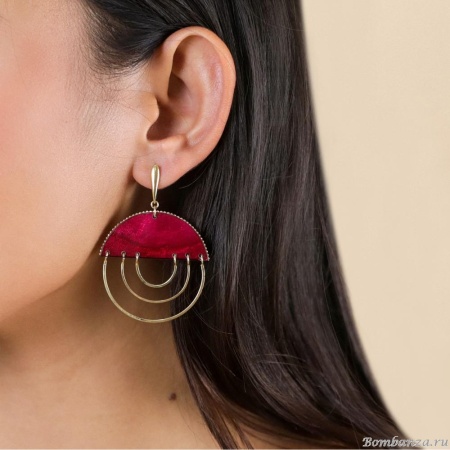 Серьги Franck Herval, Marly, с ракушкой Capiz в смоле, FH25.2-12-69754 бордовый