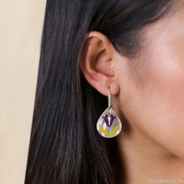 Серьги Franck Herval, Celinda, перламутр, Swarovski, цветная эмаль, FH25.2-12-69735 серый