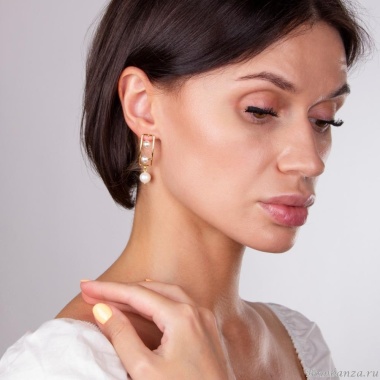 Серьги Moon Paris, Ringo, с жемчугом, MR-22.04-114 золотистый Серьги Moon Paris, Ringo, с жемчугом, MR-22.04-114 золотистый