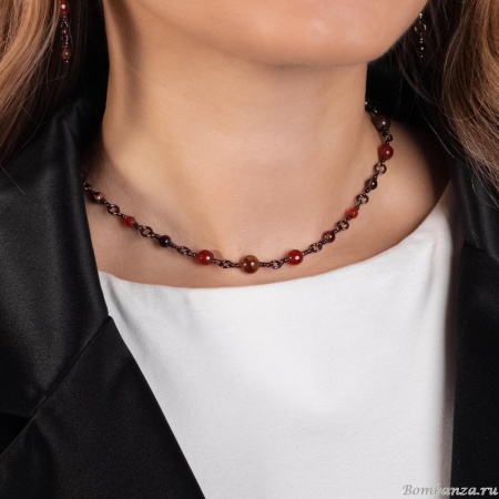Колье Lanzerotti, Caramello, гранат, тигровый глаз, сердолик, гематит, LZ-24.11-498 коричневый