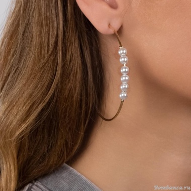 Серьги Moon Paris, Ringo, полукольца, с жемчужными бусинами, MR-24.06-046 золотистый