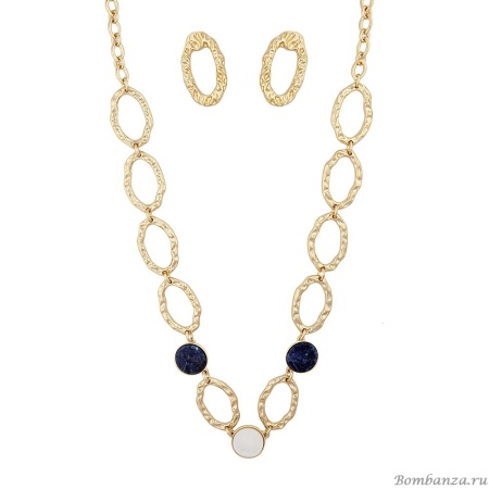 Комплект Possebon колье и серьги, Sodalite-M.Pearl S7914.22.1 BL/BW/G