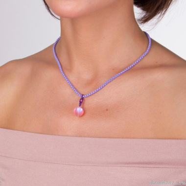 Колье Lanzerotti, Montpasier, с сиреневой цепью и кристаллом, LZ-22.06-153 розовый