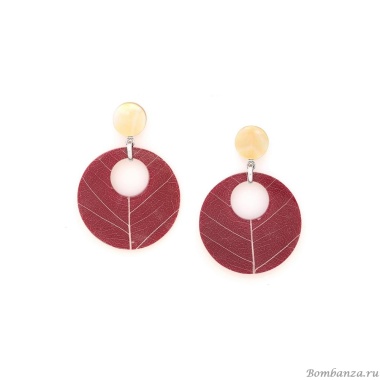 Серьги Nature Bijoux, Ficus Carica, с акрилом, смолой и перламутром, NB25.2-12-90260 бордовый
