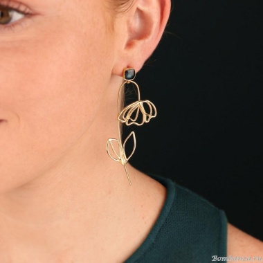 Серьги TARATATA, Esquisse, с прозрачной смолой и слюдяным порошком, TT-H25-02910-204 золотистый