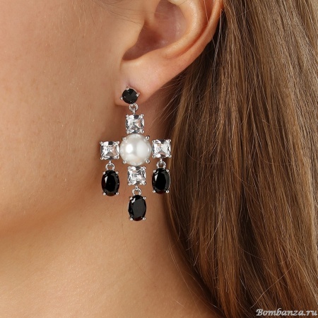 Серьги Dyrberg Kern, LEONORA SS CRYSTAL / BLACK, 430074