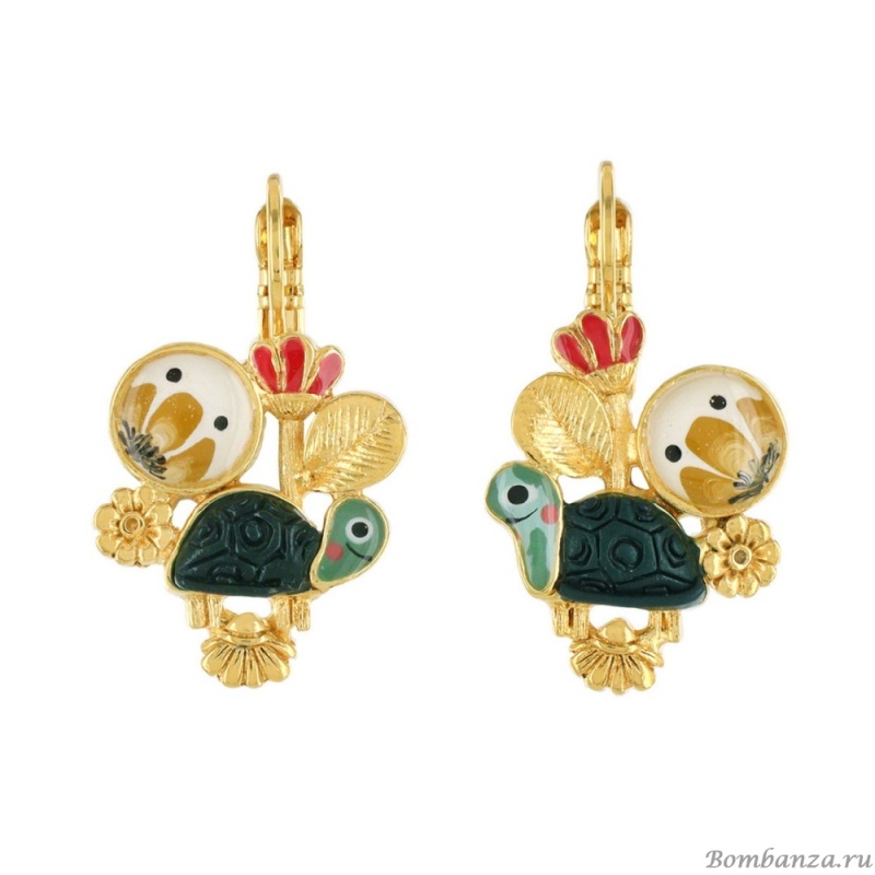 Серьги TARATATA, Carapate, цветная смола, декоративные элементы, TT-T22-01709-20M золотистый