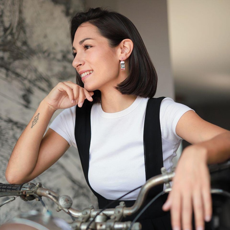 Серьги Taratata, Loft, серебристые, с цветной эмалью