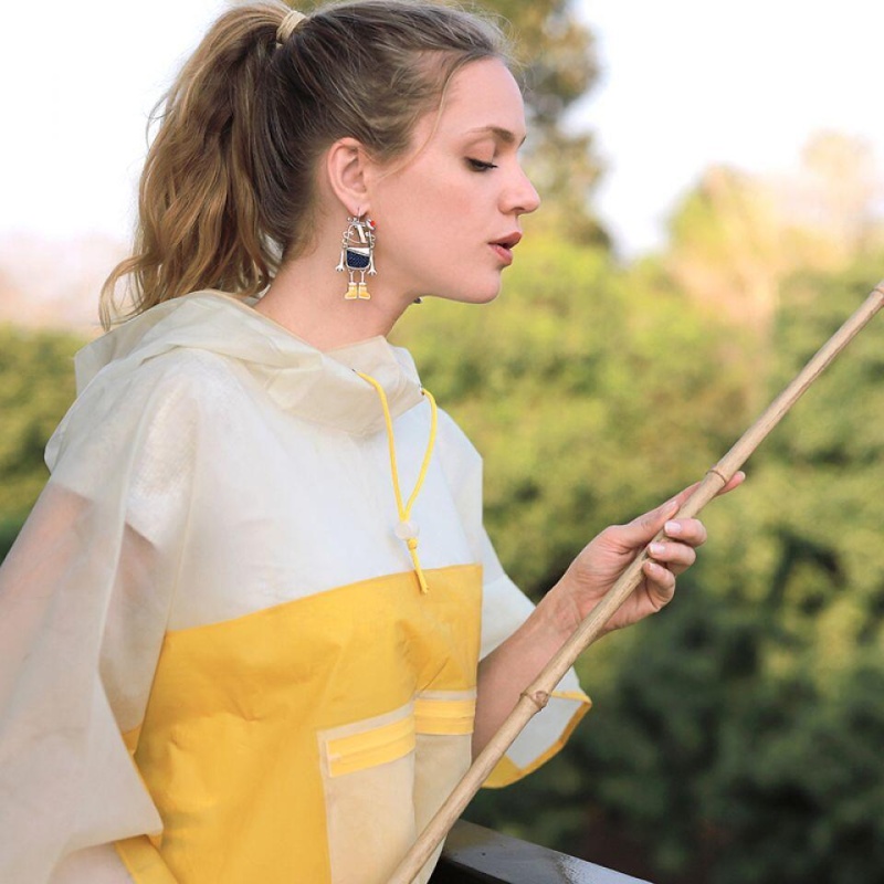 Серьги Taratata, Abordage, серебристые, с цветной эмалью и текстилем