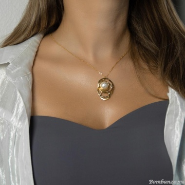 Колье Catherine Bijoux, Elegant pearl, с жемчугом, CB25.1-5489A золотистый