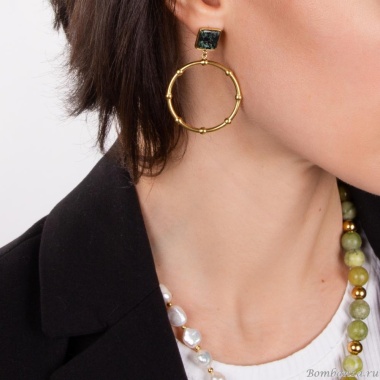 Серьги Moon Paris, с бирюзой, Mo-22.10-133 золотистый Серьги Moon Paris, с бирюзой, Mo-22.10-133 золотистый