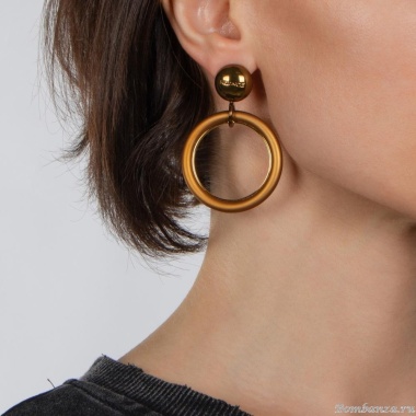 Серьги Nuance, Nuance, асимметричные, с кольцами из каучука, NFN-23.12-095 бежевый