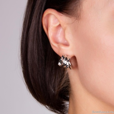 Серьги Moon Paris, Ringo, фактурные, MR-22.03-054 серебристый Серьги Moon Paris, Ringo, фактурные, MR-22.03-054 серебристый