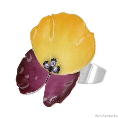 Кольцо TARATATA, Bloom, разъемное, смола, стразы, микрошарики, TT-W23-11432-10Y желтый