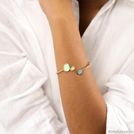 Браслет Franck Herval, Victoire, кафф, с ракушками Capiz в смоле, FH24.1-13-72643 золотистый