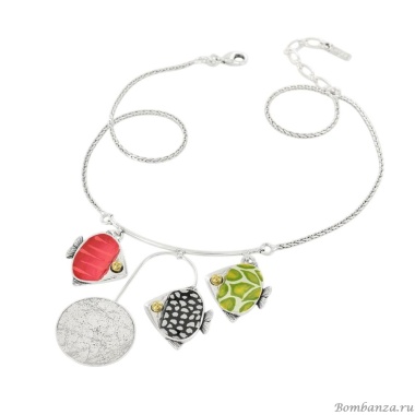 Колье TARATATA, Sushi, с цветной смолой и стеклянными бусинами, TT-T25-06107-10M серебристый