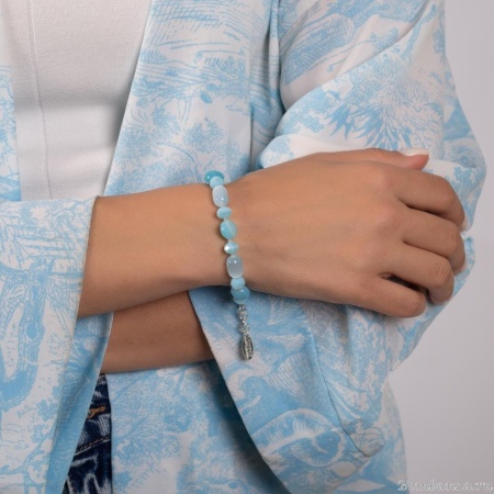 Браслет Lanzerotti, Marino, агат, селенит, аквамарин, кристаллы, LZ-25.06-190 голубой