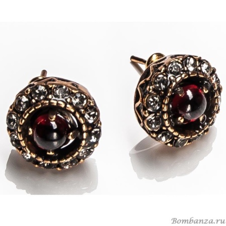 Серьги Maurizio Mori с гранатом и кристаллами MM-OR0921 золотистый бордовый Серьги Maurizio Mori с гранатом и кристаллами MM-OR0921 золотистый бордовый