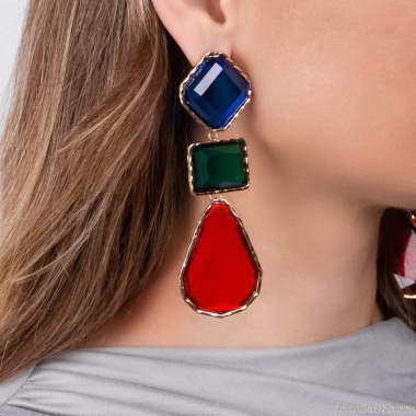 Серьги Moon Paris, с цветной смолой, Mo-Y24.06-026 красный